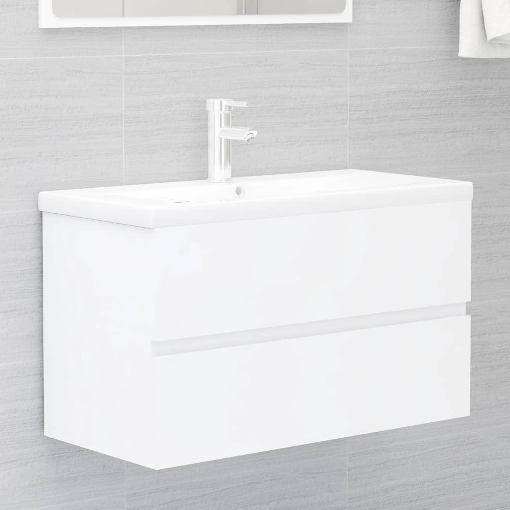 Wastafelkast met ingebouwde wastafel spaanplaat wit is nu te koop bij PeponiXL, paradijselijk wonen!
