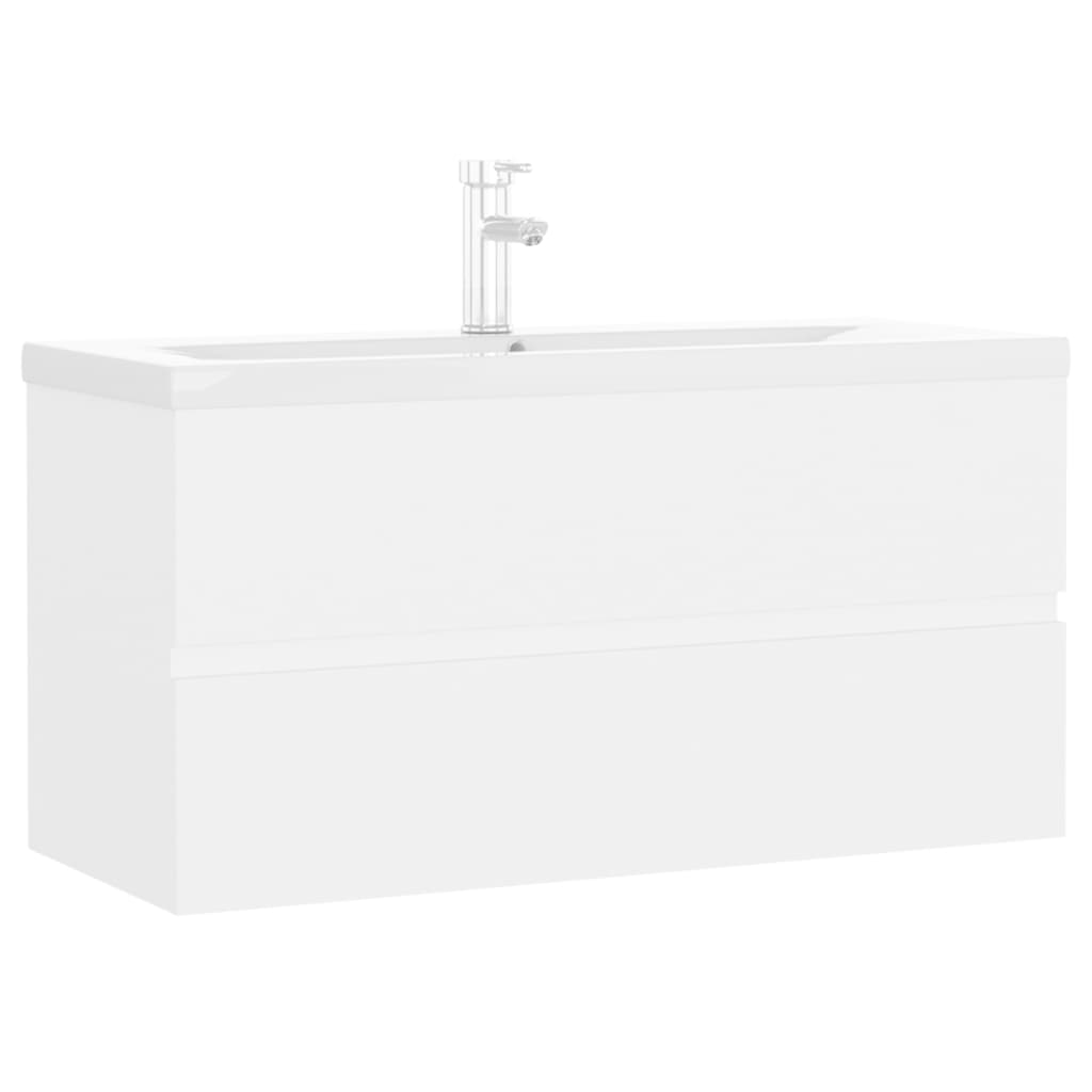 Wastafelkast met ingebouwde wastafel spaanplaat wit is nu te koop bij PeponiXL, paradijselijk wonen!