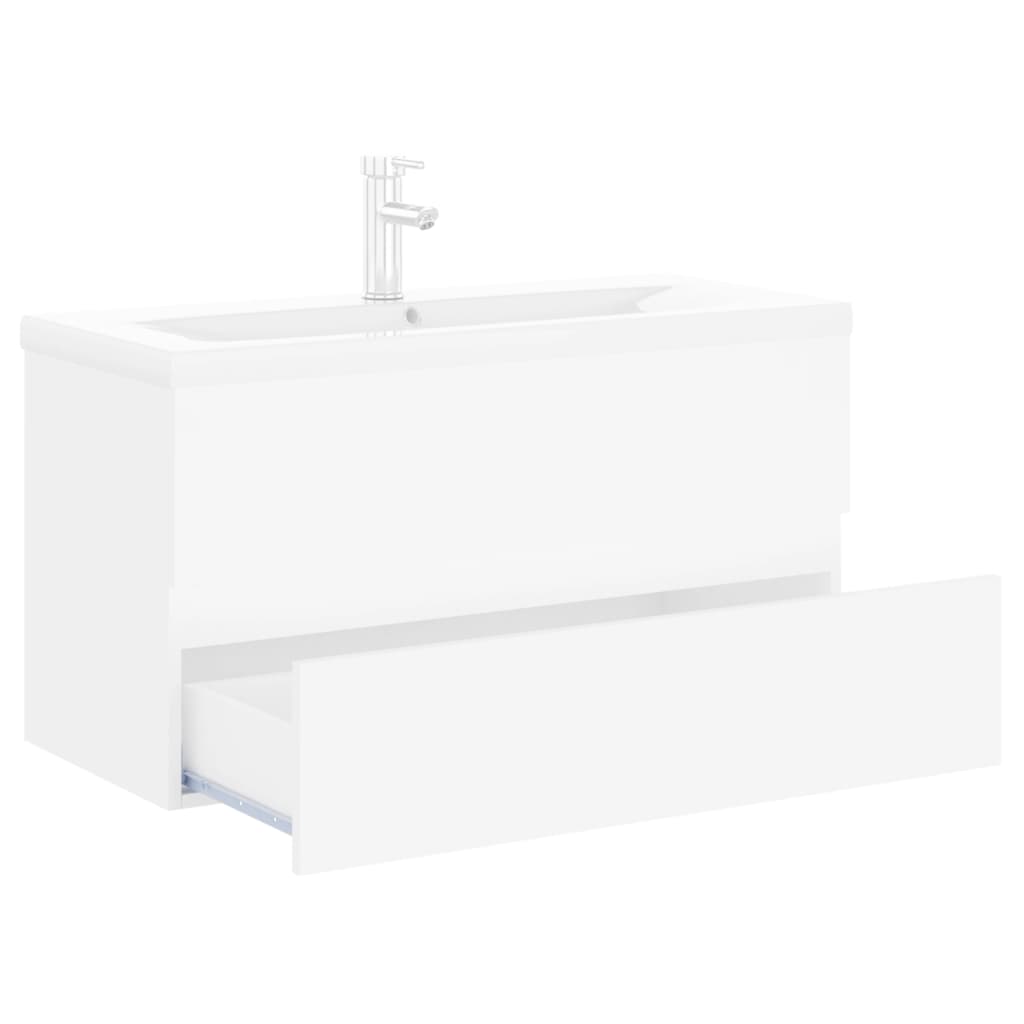 Wastafelkast met ingebouwde wastafel spaanplaat wit is nu te koop bij PeponiXL, paradijselijk wonen!
