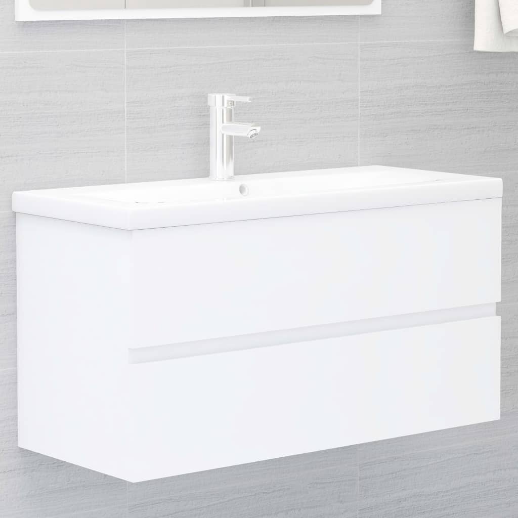 Wastafelkast met ingebouwde wastafel spaanplaat wit is nu te koop bij PeponiXL, paradijselijk wonen!