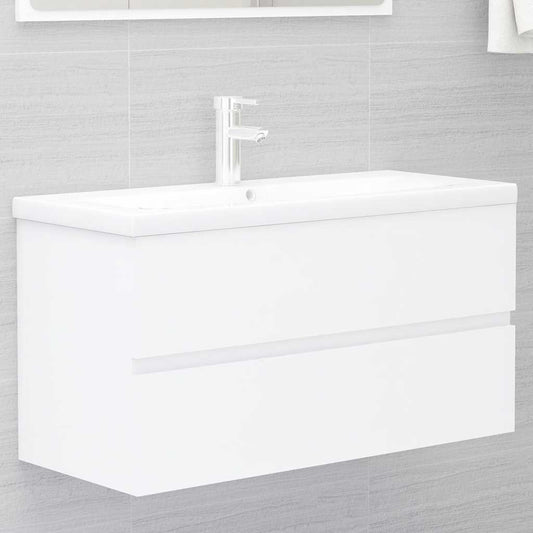 Wastafelkast met ingebouwde wastafel spaanplaat wit is nu te koop bij PeponiXL, paradijselijk wonen!