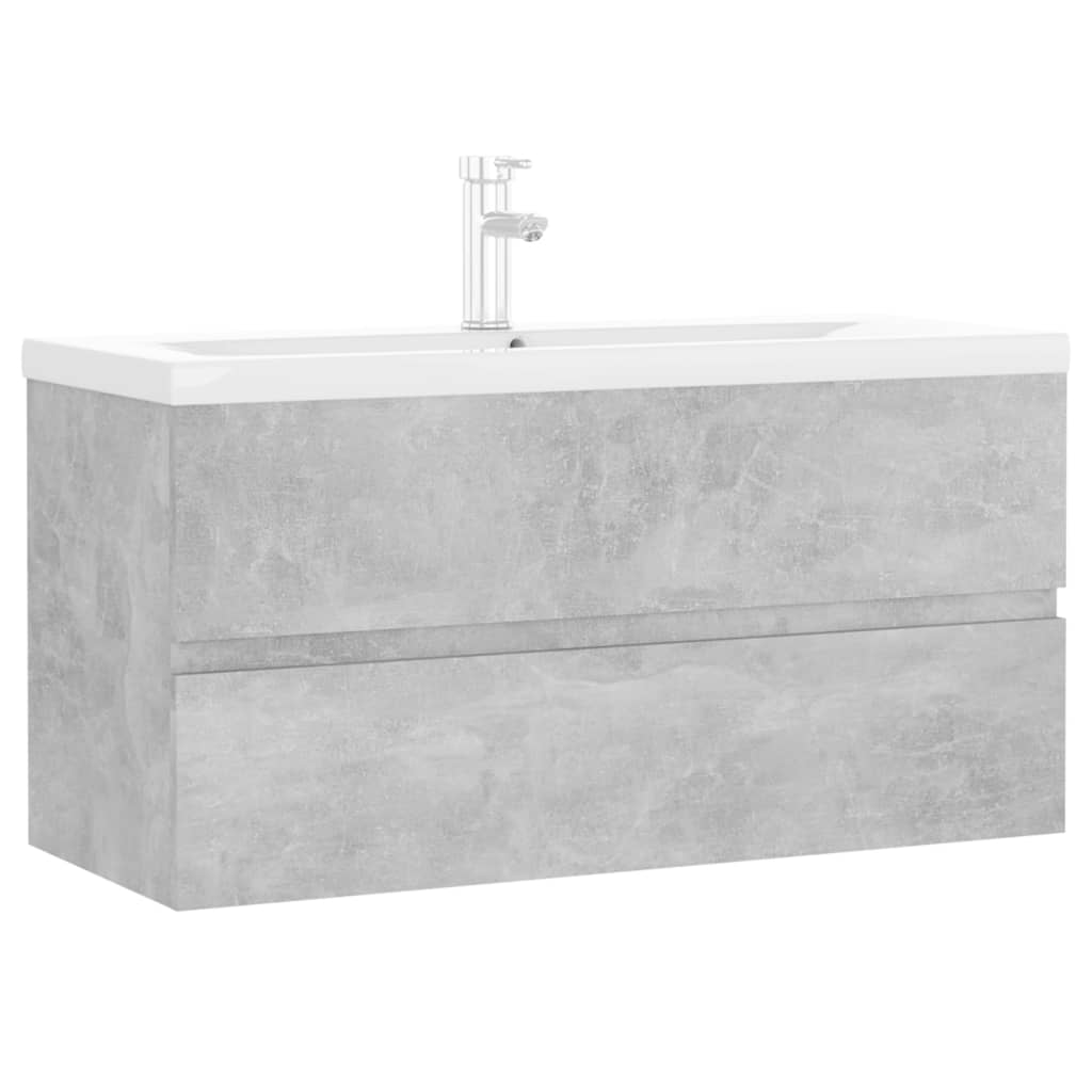 Wastafelkast met ingebouwde wastafel spaanplaat betongrijs is nu te koop bij PeponiXL, paradijselijk wonen!