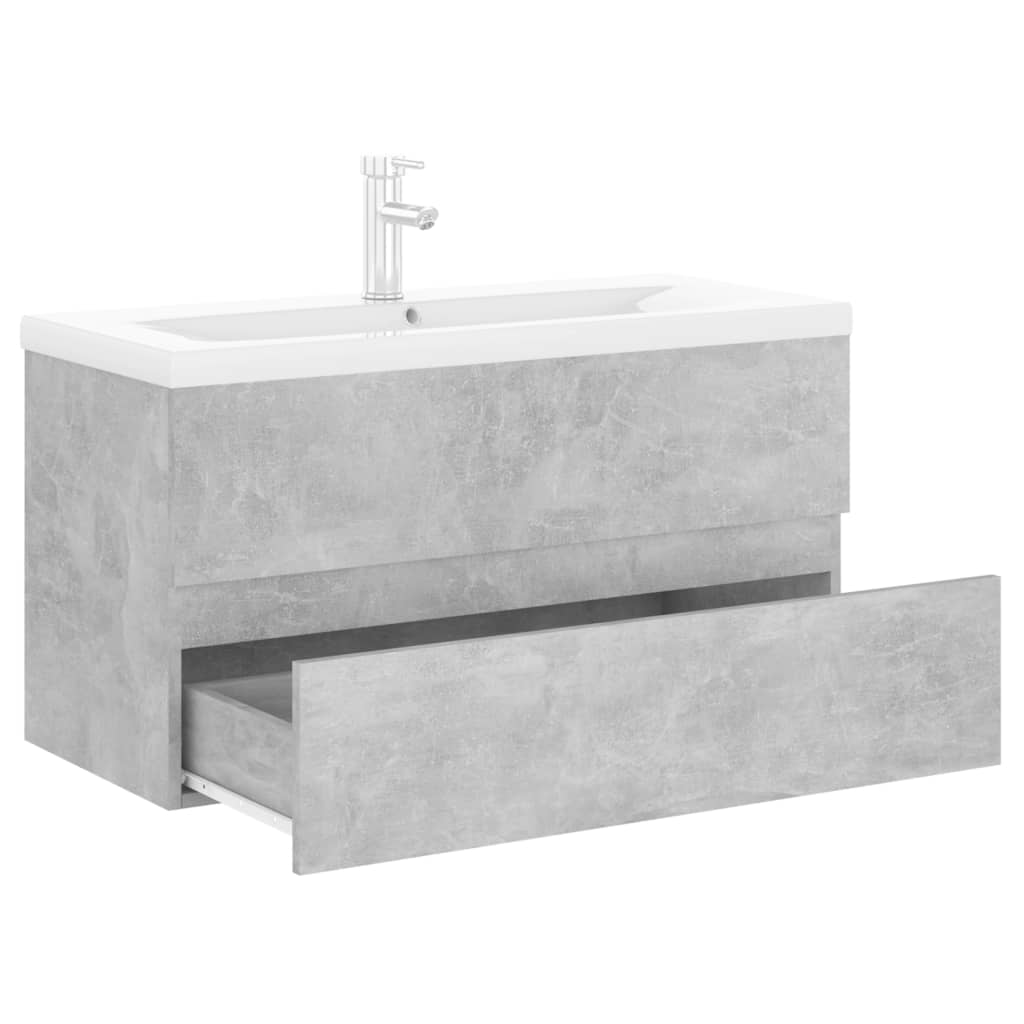 Wastafelkast met ingebouwde wastafel spaanplaat betongrijs is nu te koop bij PeponiXL, paradijselijk wonen!