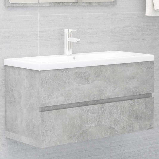 Wastafelkast met ingebouwde wastafel spaanplaat betongrijs is nu te koop bij PeponiXL, paradijselijk wonen!