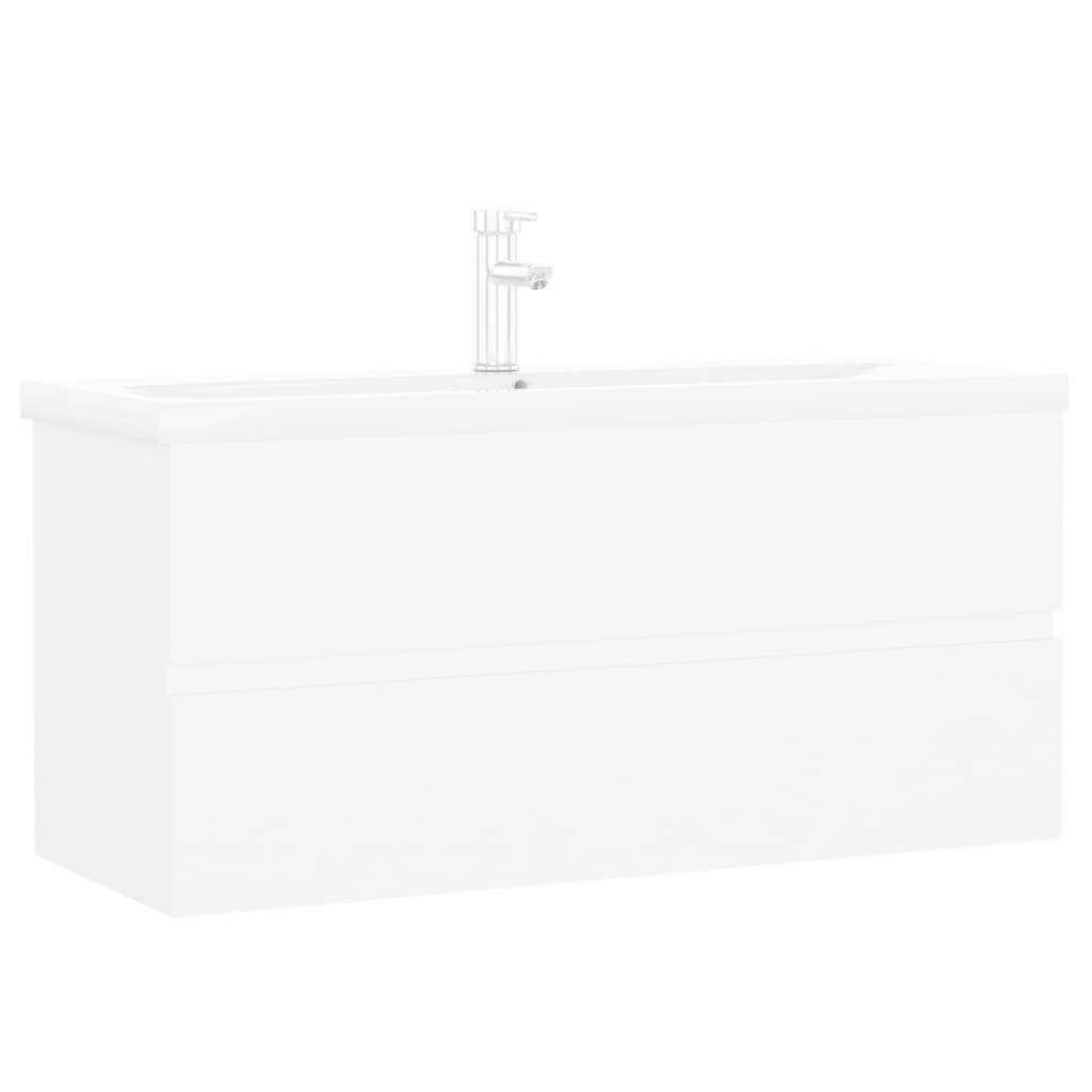 Wastafelkast met ingebouwde wastafel spaanplaat wit is nu te koop bij PeponiXL, paradijselijk wonen!
