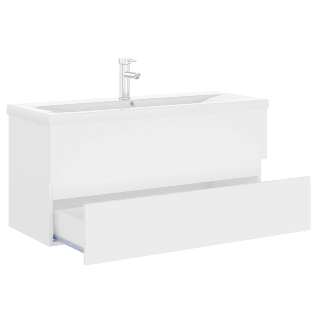 Wastafelkast met ingebouwde wastafel spaanplaat wit is nu te koop bij PeponiXL, paradijselijk wonen!