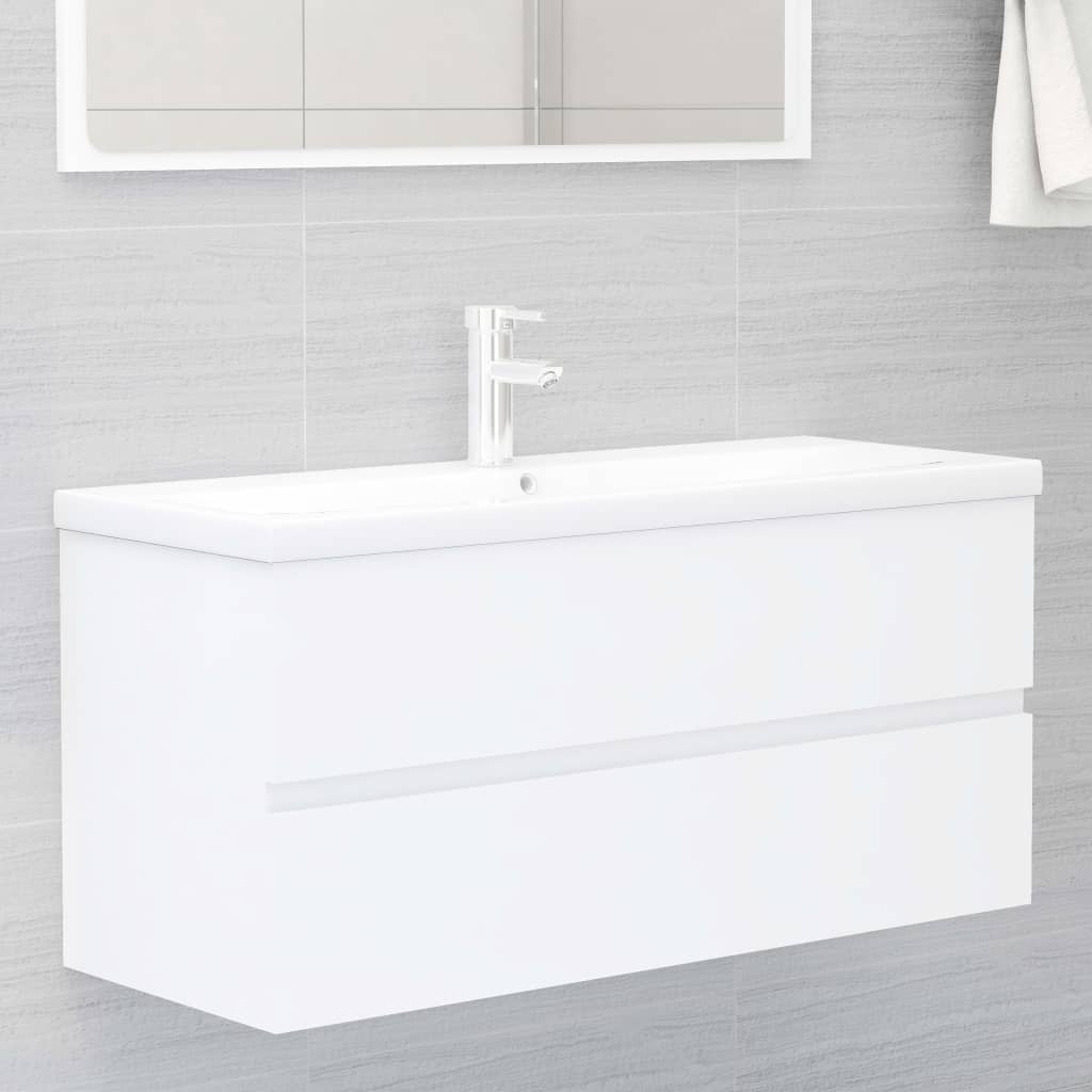 Wastafelkast met ingebouwde wastafel spaanplaat wit is nu te koop bij PeponiXL, paradijselijk wonen!
