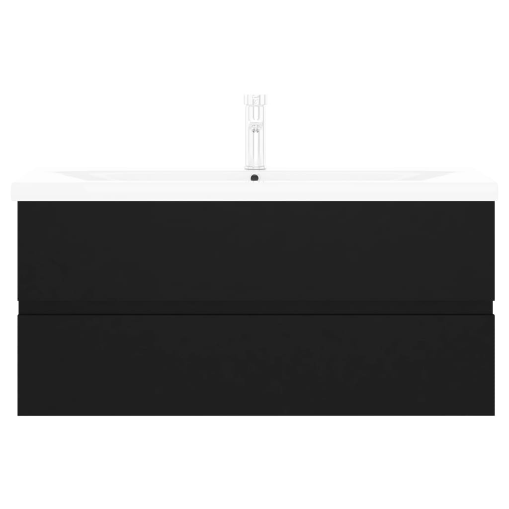 Wastafelkast met ingebouwde wastafel spaanplaat zwart is nu te koop bij PeponiXL, paradijselijk wonen!