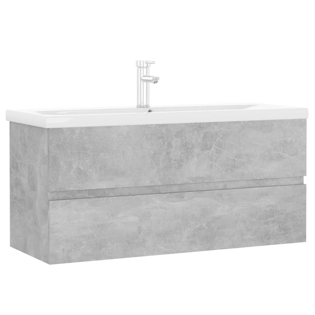Wastafelkast met ingebouwde wastafel spaanplaat betongrijs is nu te koop bij PeponiXL, paradijselijk wonen!