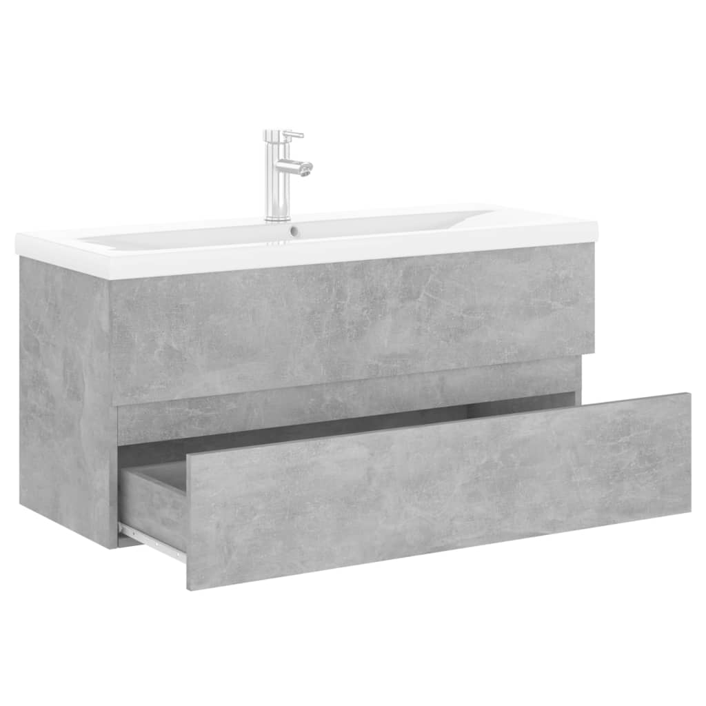 Wastafelkast met ingebouwde wastafel spaanplaat betongrijs is nu te koop bij PeponiXL, paradijselijk wonen!
