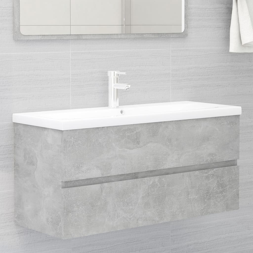 Wastafelkast met ingebouwde wastafel spaanplaat betongrijs is nu te koop bij PeponiXL, paradijselijk wonen!