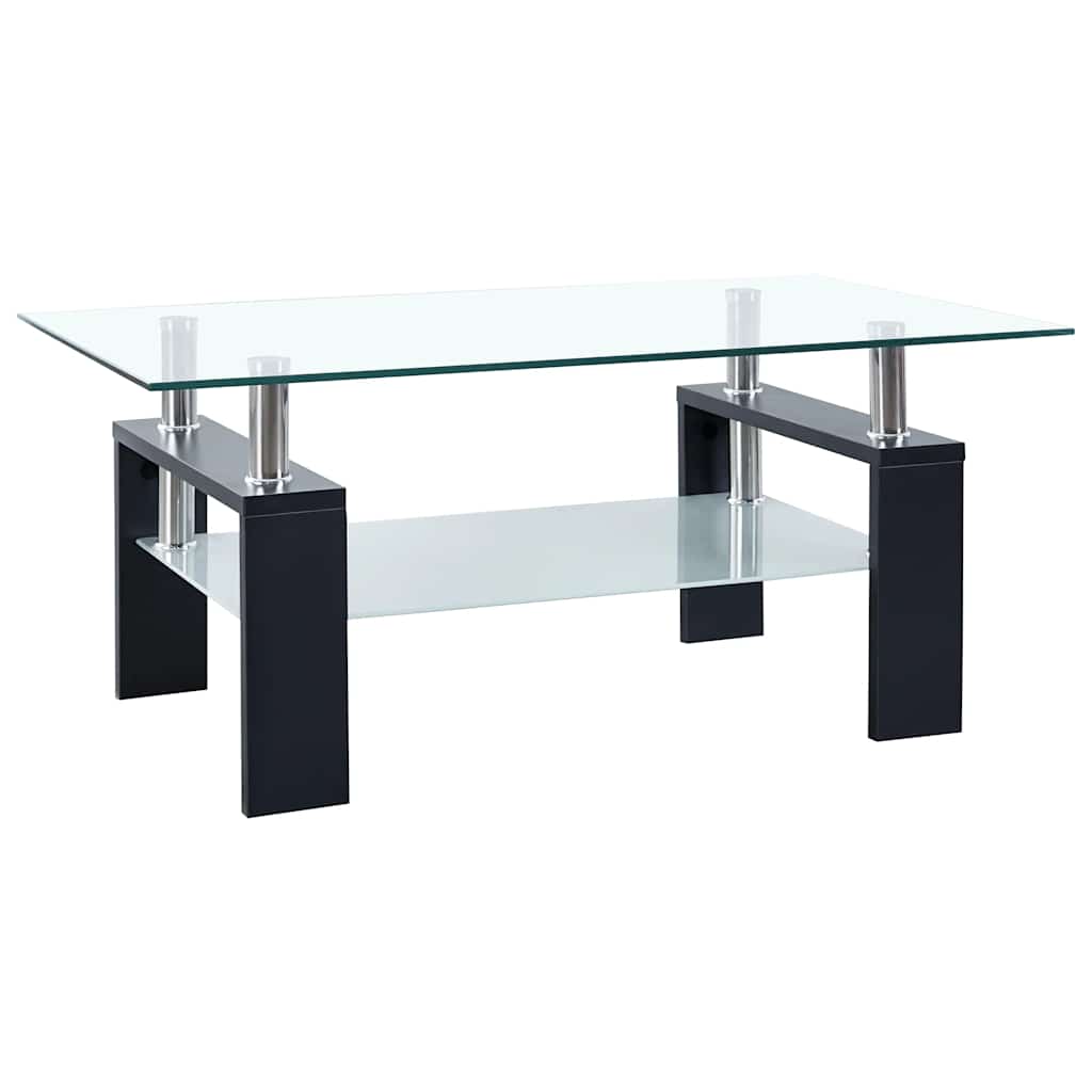 Salontafel 95x55x40 cm gehard glas transparant en zwart is nu te koop bij PeponiXL, paradijselijk wonen!