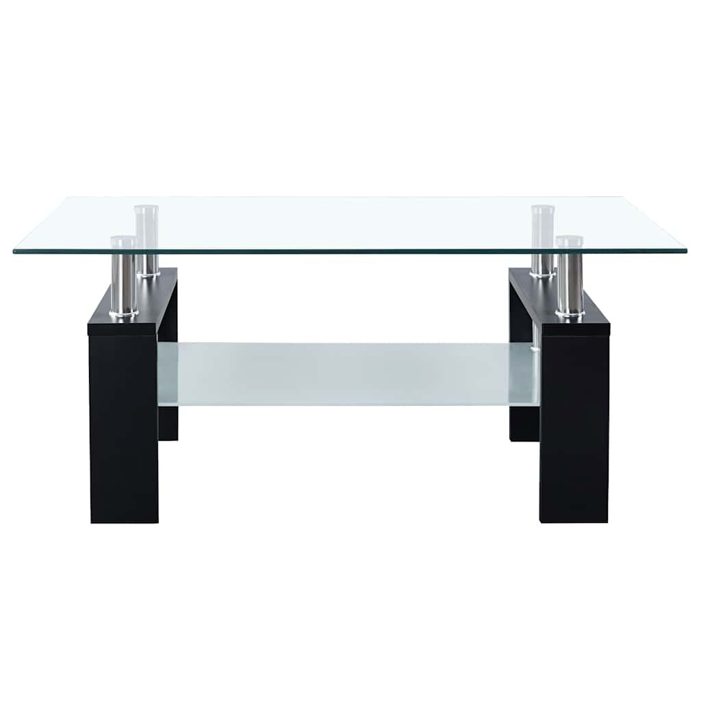 Salontafel 95x55x40 cm gehard glas transparant en zwart is nu te koop bij PeponiXL, paradijselijk wonen!
