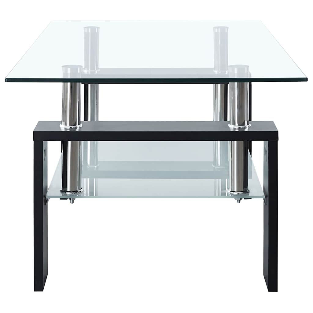 Salontafel 95x55x40 cm gehard glas transparant en zwart is nu te koop bij PeponiXL, paradijselijk wonen!