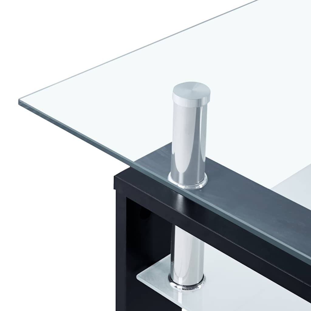 Salontafel 95x55x40 cm gehard glas transparant en zwart is nu te koop bij PeponiXL, paradijselijk wonen!