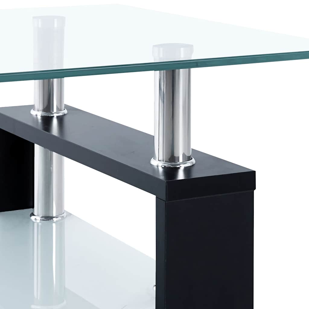 Salontafel 95x55x40 cm gehard glas transparant en zwart is nu te koop bij PeponiXL, paradijselijk wonen!