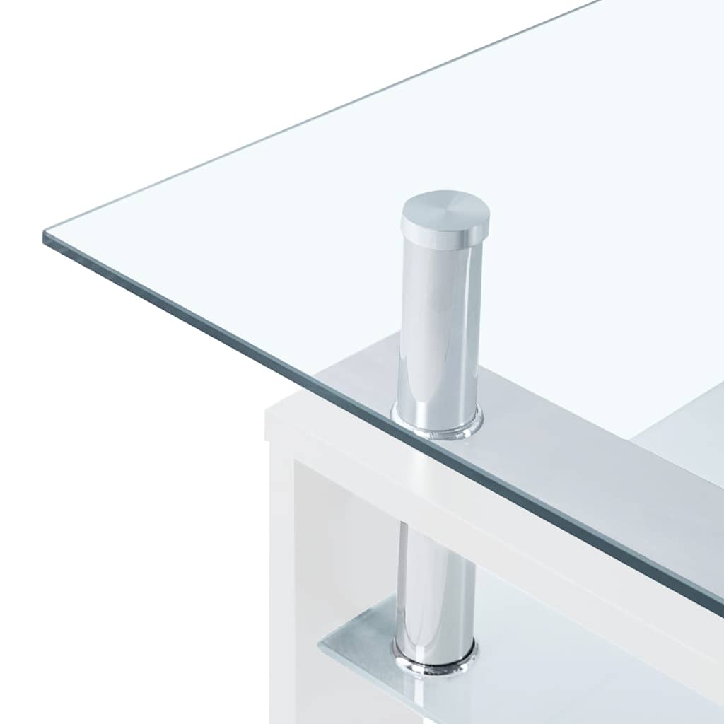 Salontafel 95x55x40 cm gehard glas transparant en wit