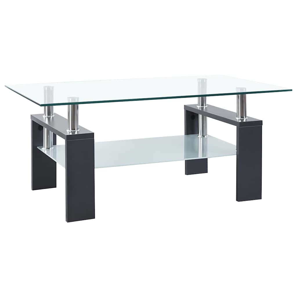 Salontafel 95x55x40 cm gehard glas transparant en grijs is nu te koop bij PeponiXL, paradijselijk wonen!