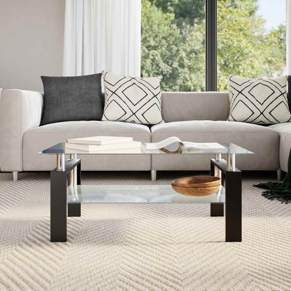 Salontafel 95x55x40 cm gehard glas transparant en grijs is nu te koop bij PeponiXL, paradijselijk wonen!