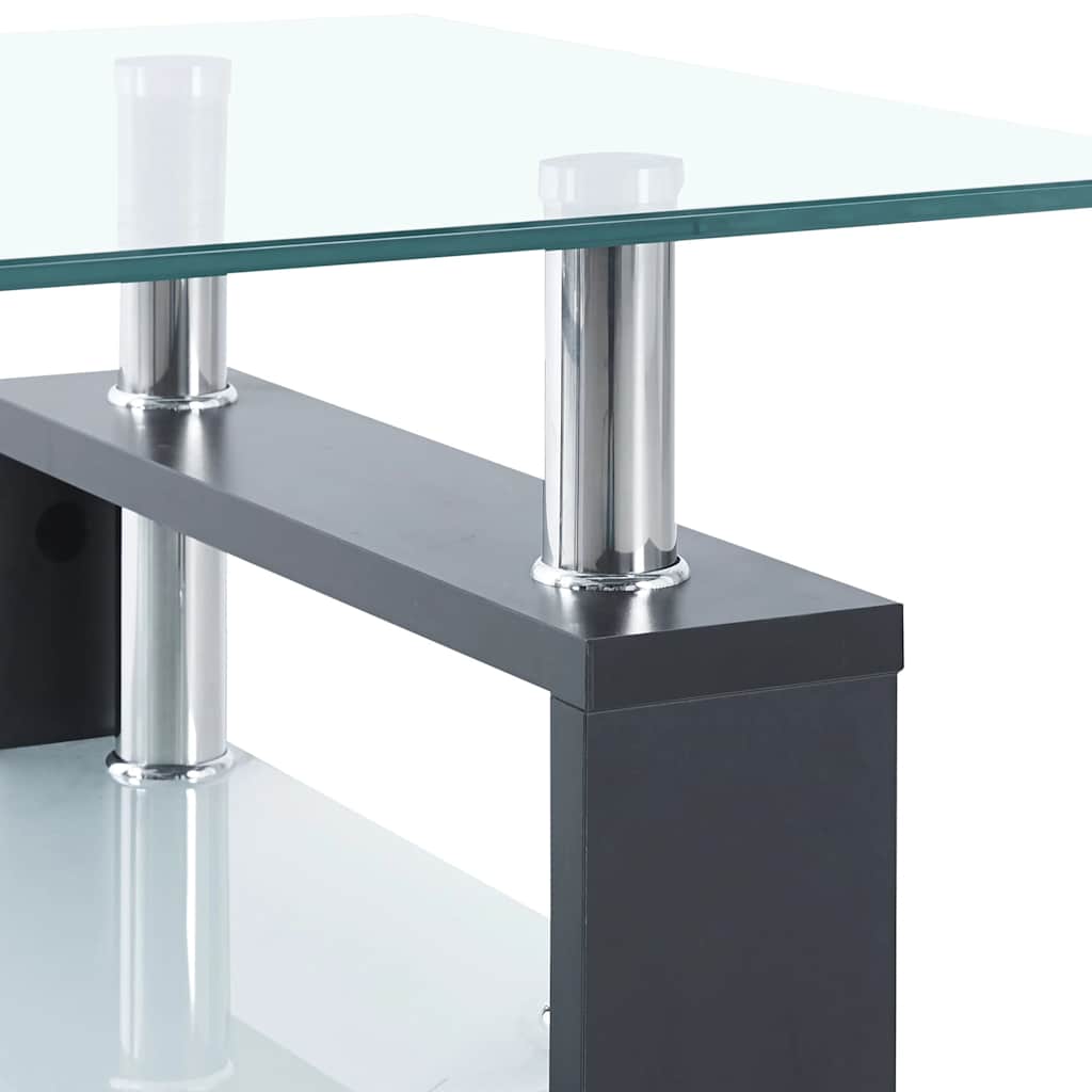 Salontafel 95x55x40 cm gehard glas transparant en grijs is nu te koop bij PeponiXL, paradijselijk wonen!
