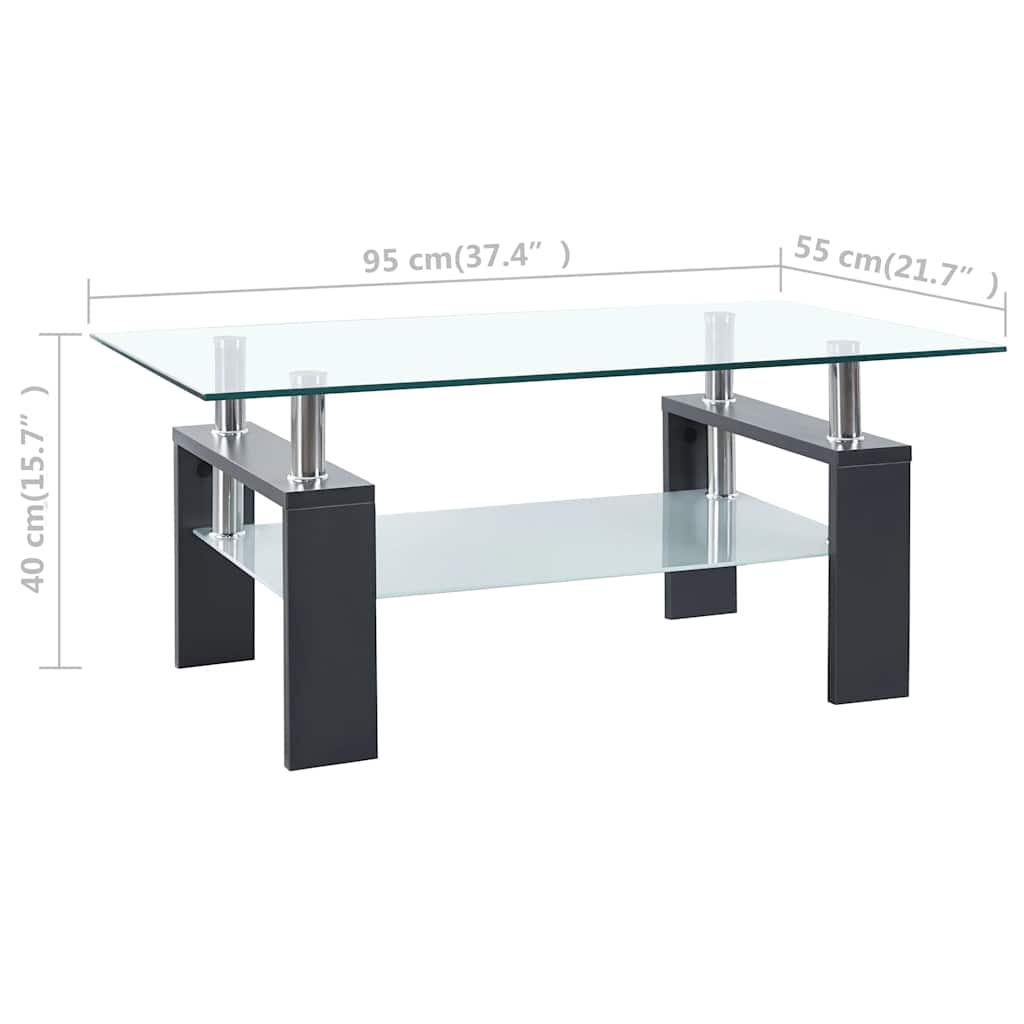 Salontafel 95x55x40 cm gehard glas transparant en grijs is nu te koop bij PeponiXL, paradijselijk wonen!