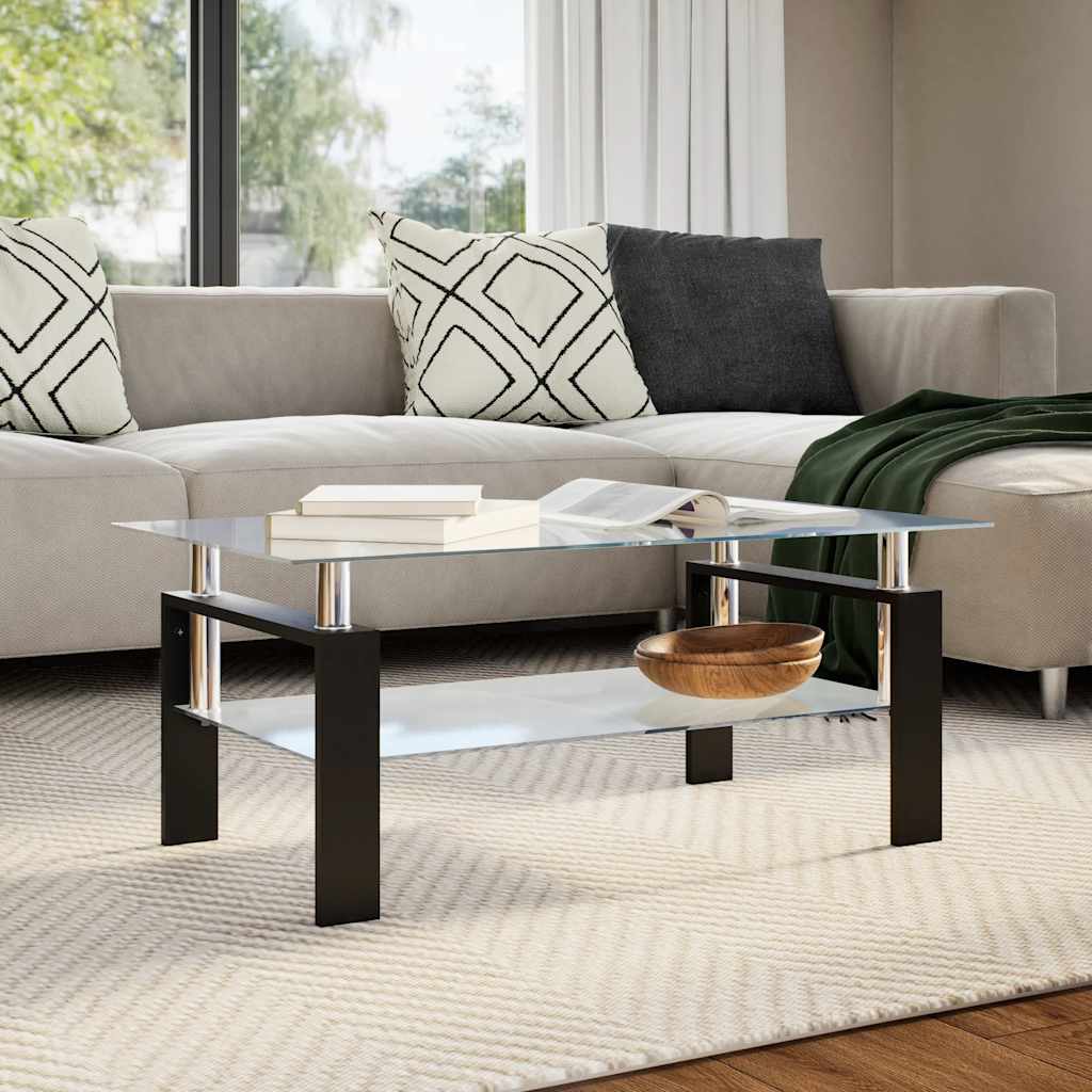 Salontafel 95x55x40 cm gehard glas transparant en grijs is nu te koop bij PeponiXL, paradijselijk wonen!