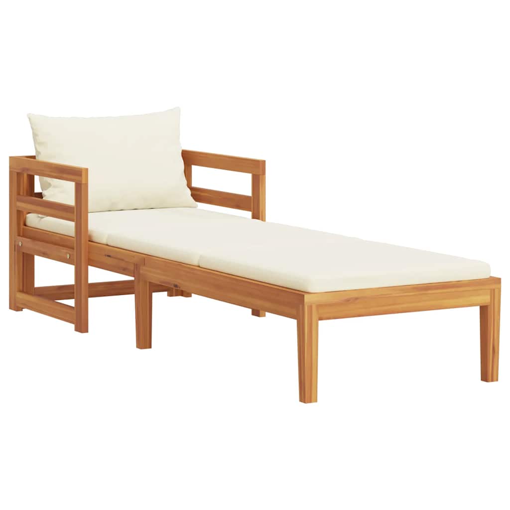 Ligbed met crèmekleurige kussens massief acaciahout is nu te koop bij PeponiXL, paradijselijk wonen!