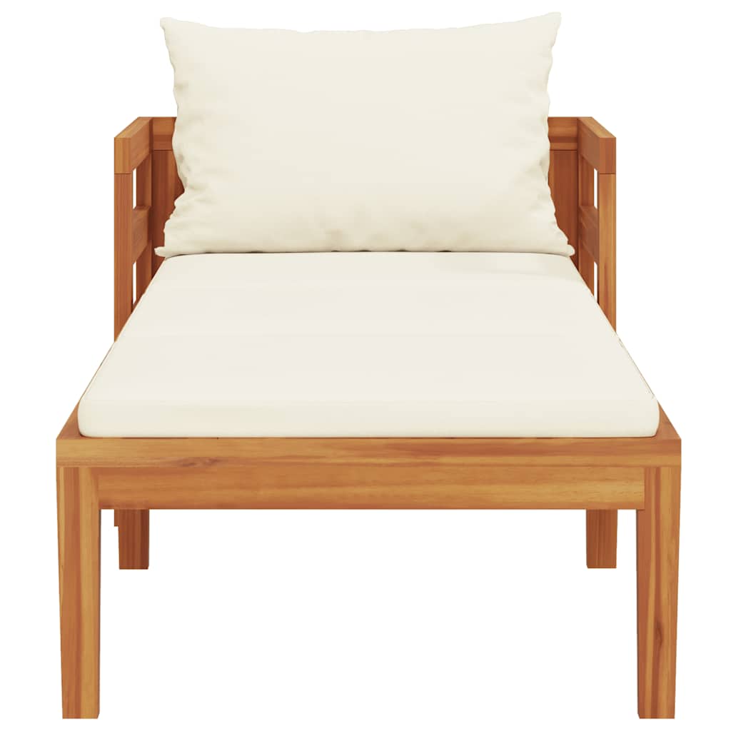 Ligbed met crèmekleurige kussens massief acaciahout is nu te koop bij PeponiXL, paradijselijk wonen!