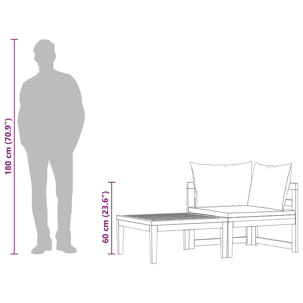 2-delige Loungeset met crèmewitte kussens acaciahout is nu te koop bij PeponiXL, paradijselijk wonen!