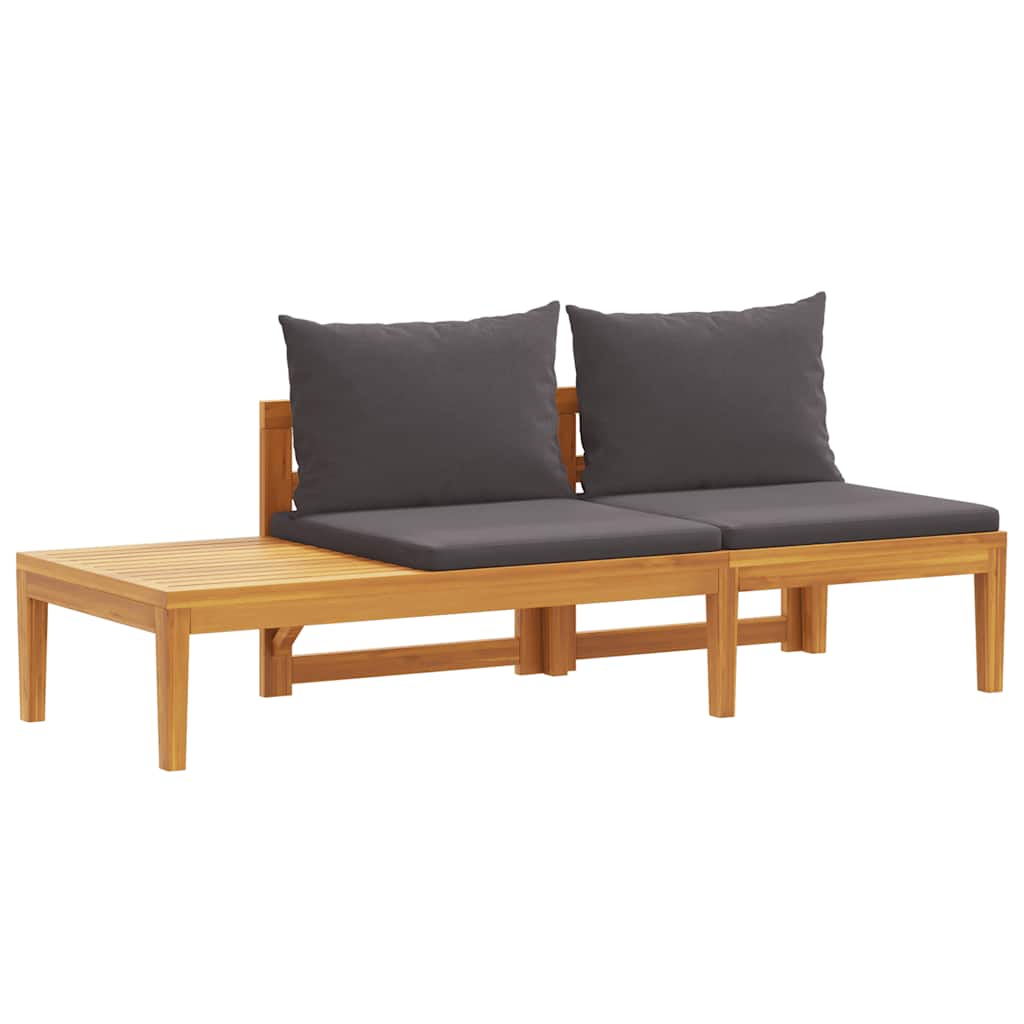 Tuinbank met tafel en donkergrijze kussens massief acaciahout is nu te koop bij PeponiXL, paradijselijk wonen!