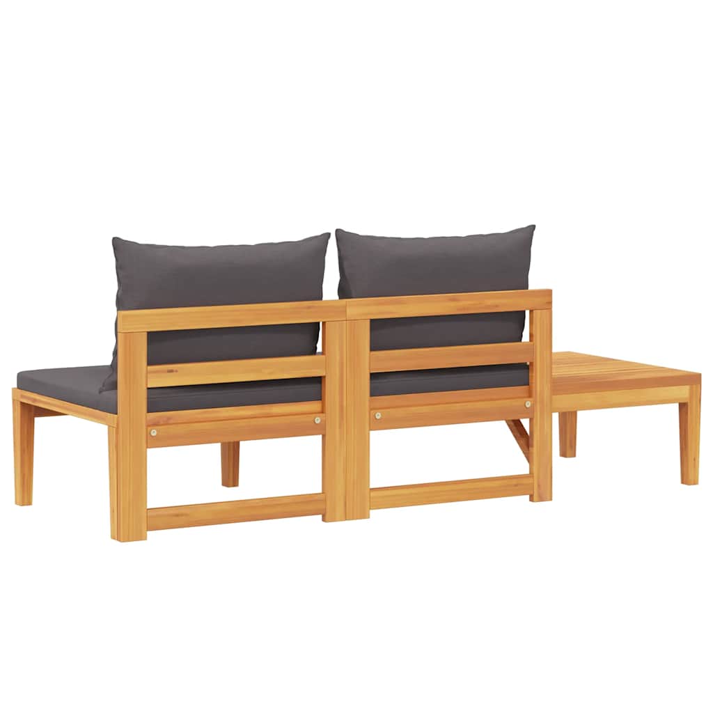 Tuinbank met tafel en donkergrijze kussens massief acaciahout is nu te koop bij PeponiXL, paradijselijk wonen!