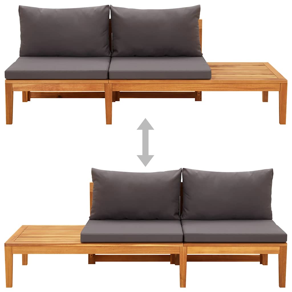 Tuinbank met tafel en donkergrijze kussens massief acaciahout is nu te koop bij PeponiXL, paradijselijk wonen!