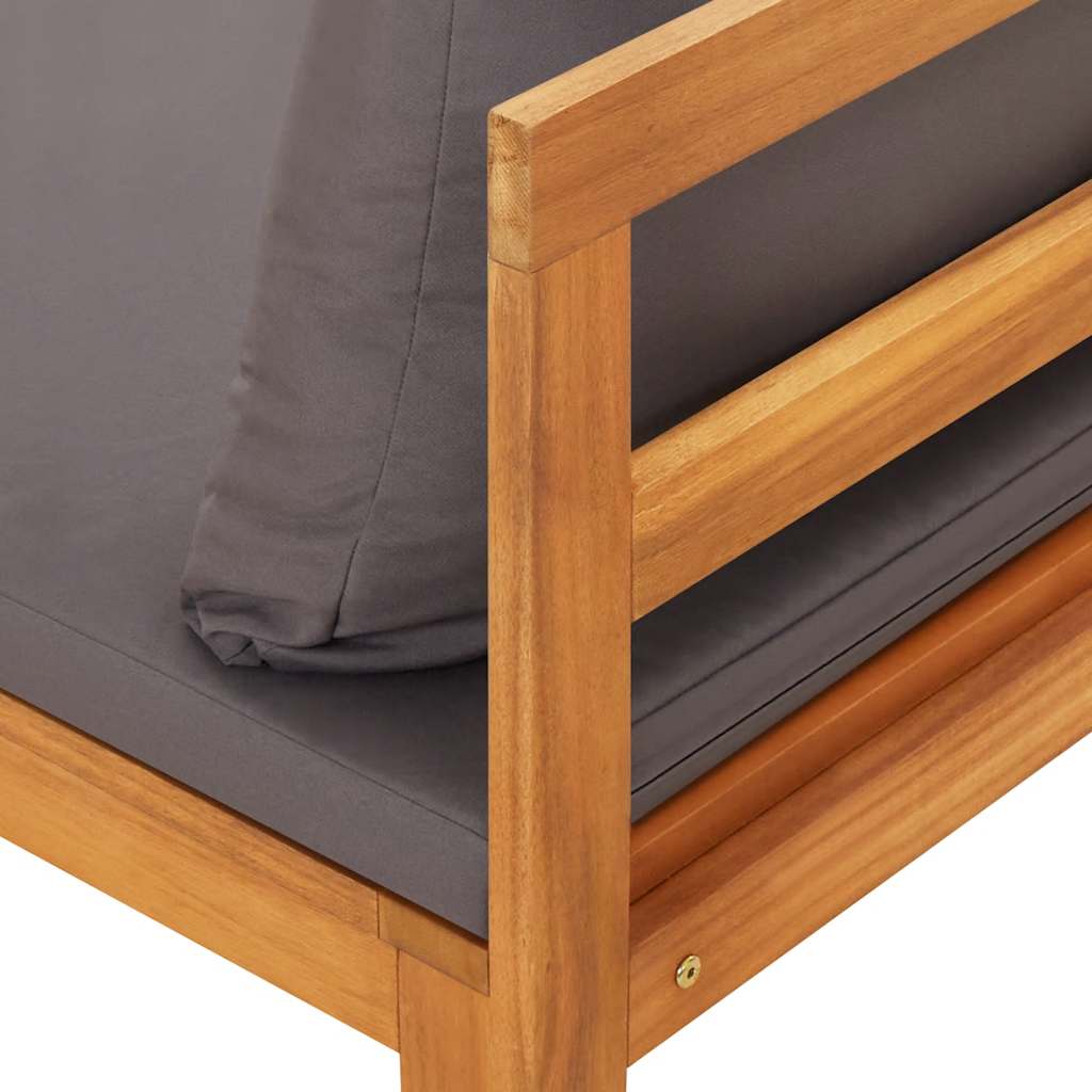 Tuinbank met tafel en donkergrijze kussens massief acaciahout is nu te koop bij PeponiXL, paradijselijk wonen!