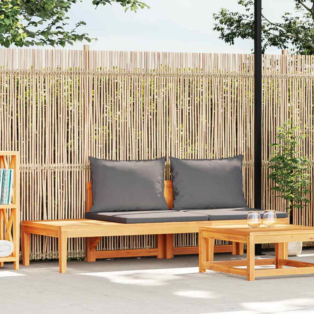 Tuinbank met tafel en donkergrijze kussens massief acaciahout is nu te koop bij PeponiXL, paradijselijk wonen!