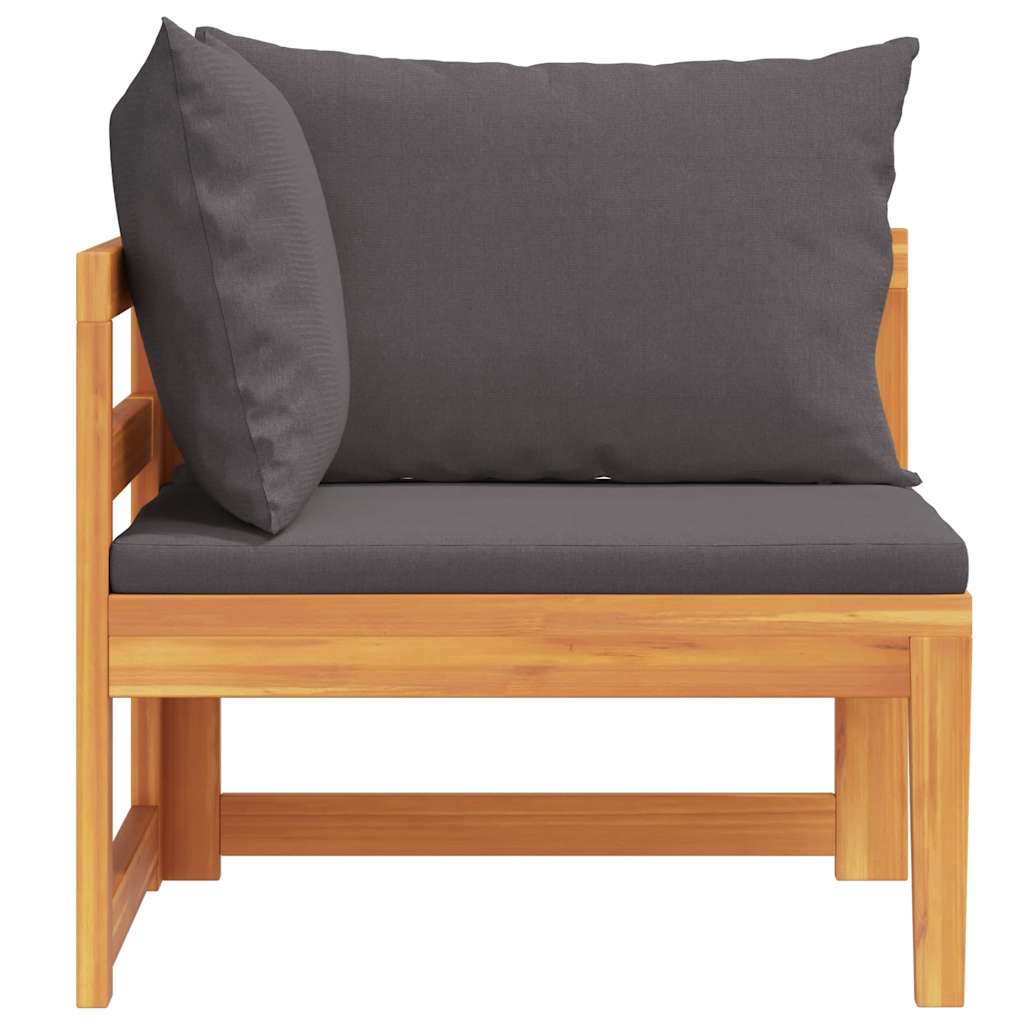 Hoekbank met donkergrijze kussens massief acaciahout is nu te koop bij PeponiXL, paradijselijk wonen!