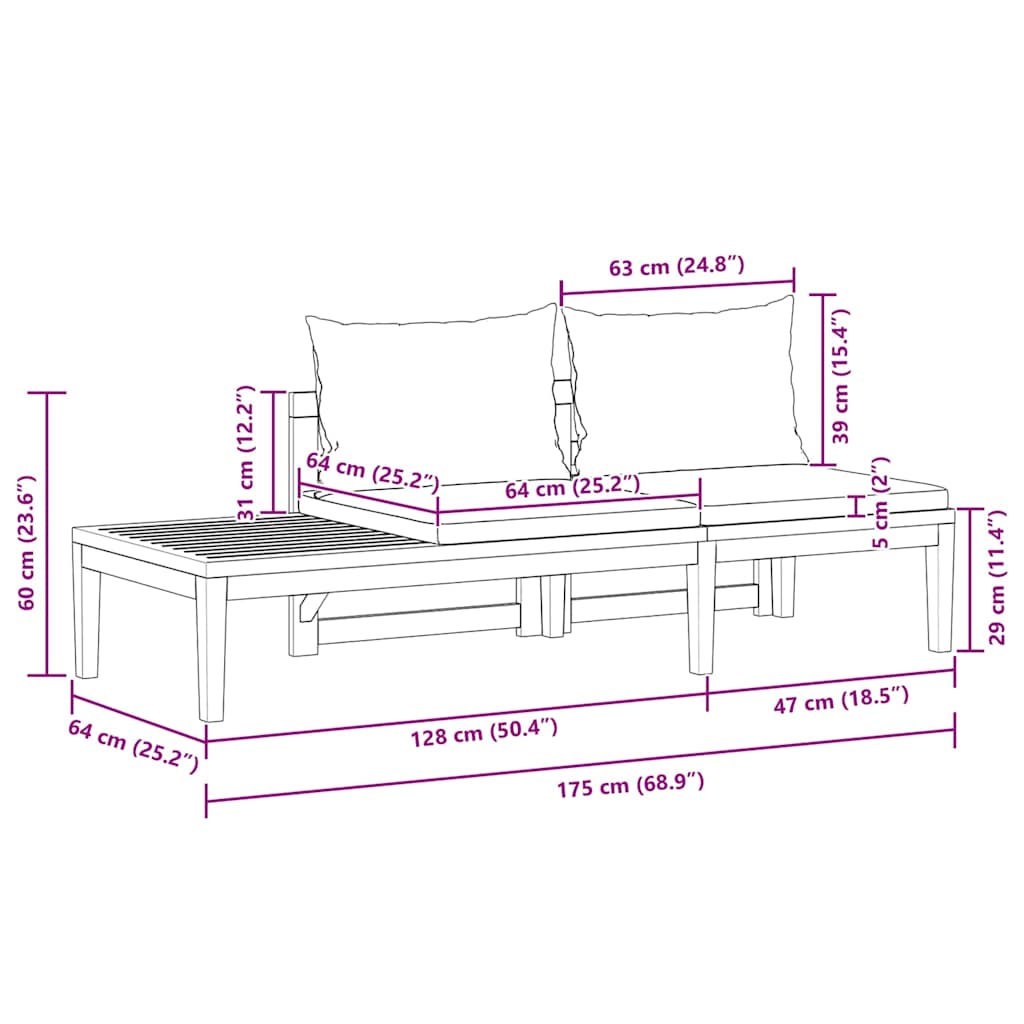 2-delige Loungeset met donkergrijze kussens acaciahout is nu te koop bij PeponiXL, paradijselijk wonen!
