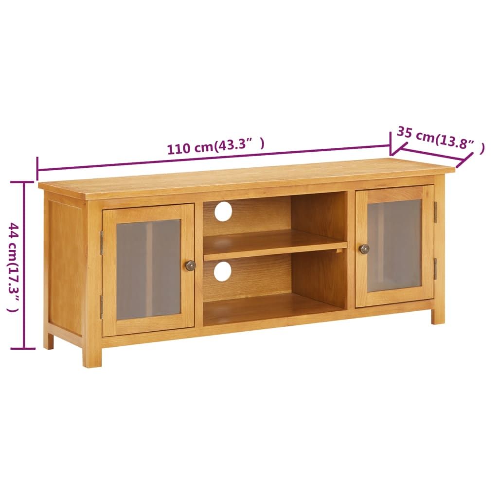 Tv-meubel 110x35x44 cm massief eikenhout is nu te koop bij PeponiXL, paradijselijk wonen!