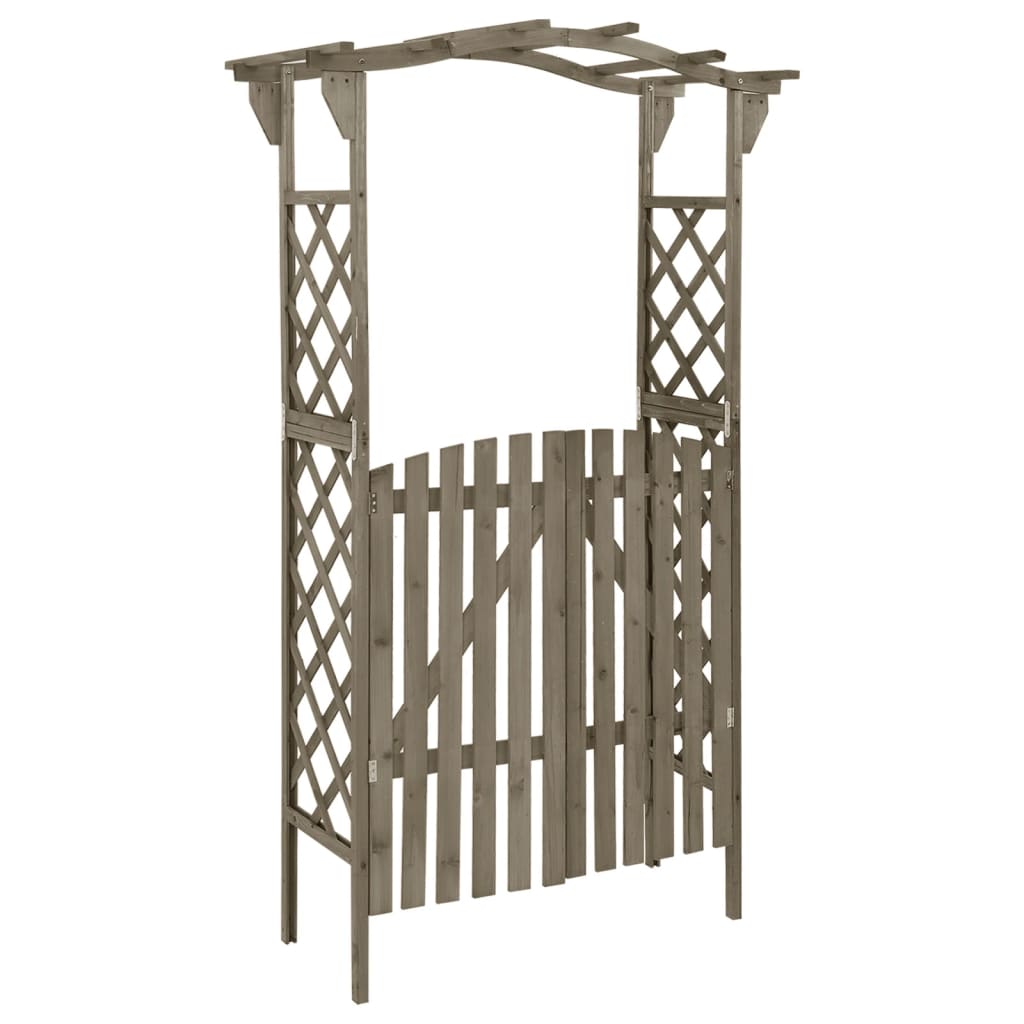Pergola met poort 116x40x204 cm massief vurenhout grijs is nu te koop bij PeponiXL, paradijselijk wonen!