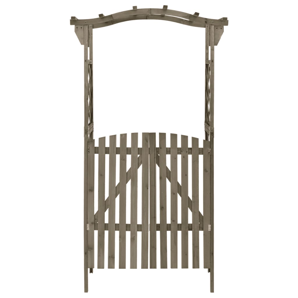 Pergola met poort 116x40x204 cm massief vurenhout grijs is nu te koop bij PeponiXL, paradijselijk wonen!