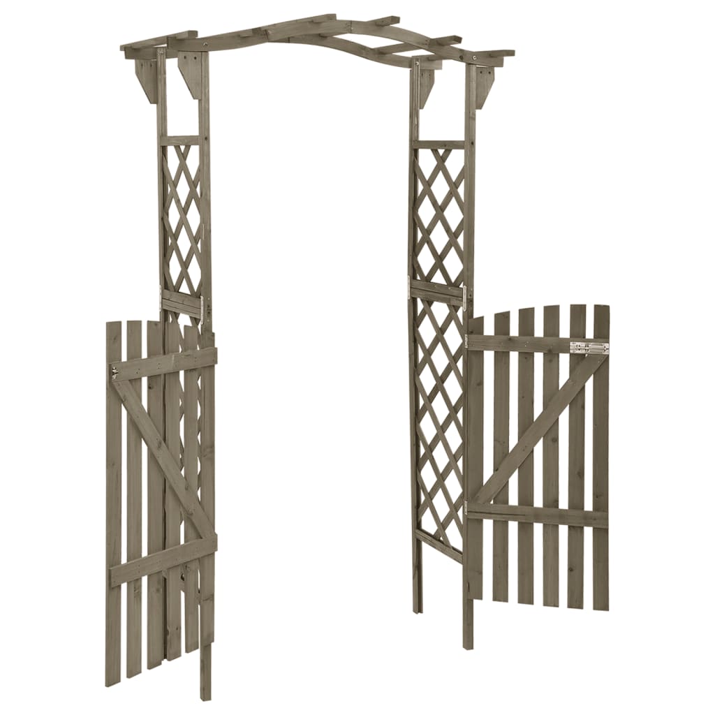 Pergola met poort 116x40x204 cm massief vurenhout grijs is nu te koop bij PeponiXL, paradijselijk wonen!