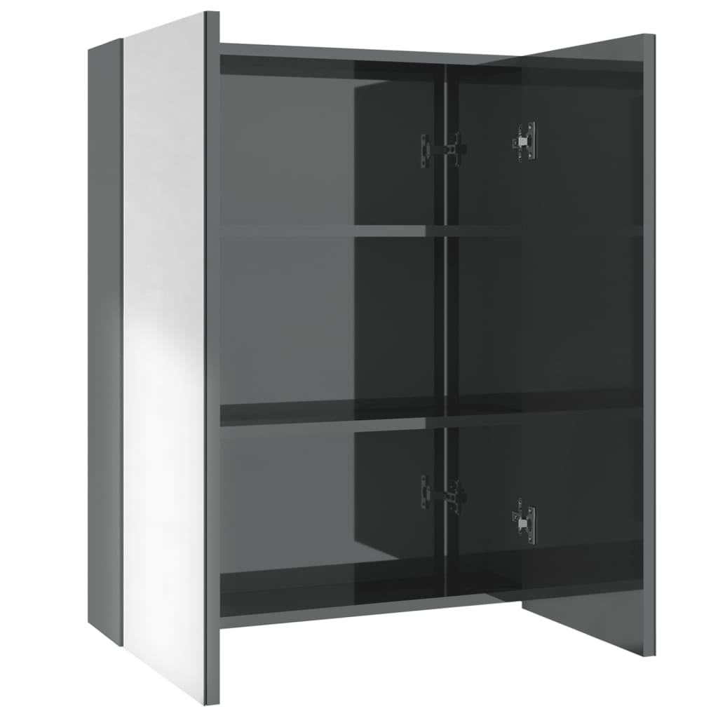 Badkamerkast met spiegel 60x15x75 cm MDF glanzend grijs is nu te koop bij PeponiXL, paradijselijk wonen!
