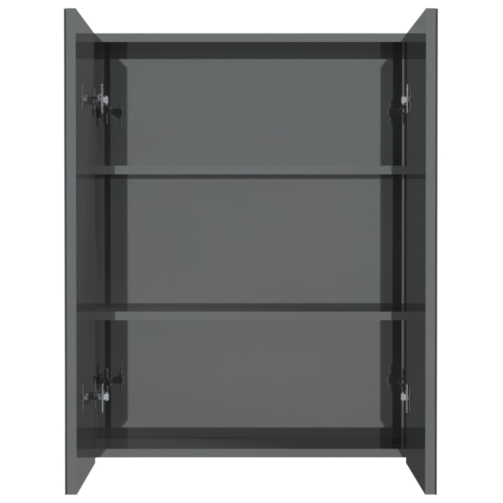 Badkamerkast met spiegel 60x15x75 cm MDF glanzend grijs is nu te koop bij PeponiXL, paradijselijk wonen!