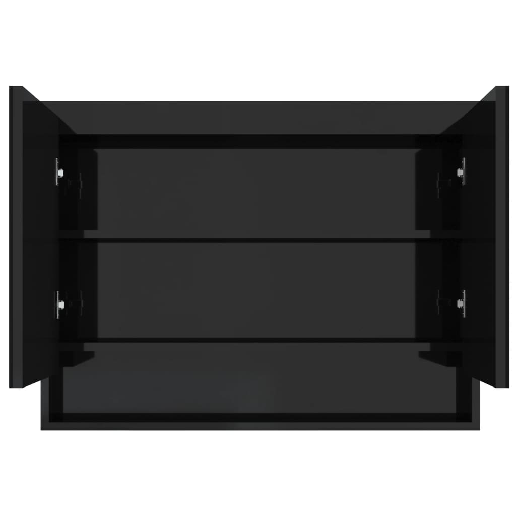 Badkamerkast met spiegel 80x15x60 cm MDF glanzend zwart is nu te koop bij PeponiXL, paradijselijk wonen!