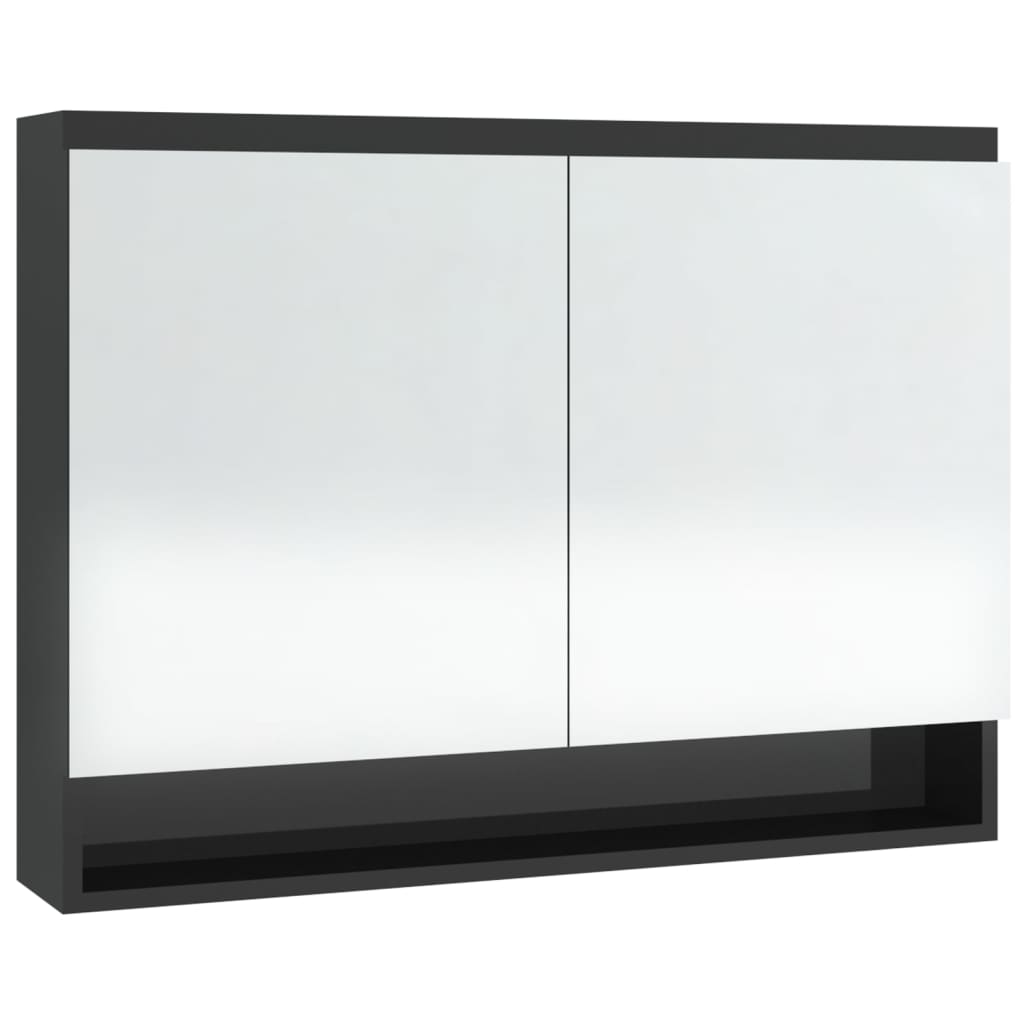 Badkamerkast met spiegel 80x15x60 cm MDF glanzend zwart is nu te koop bij PeponiXL, paradijselijk wonen!