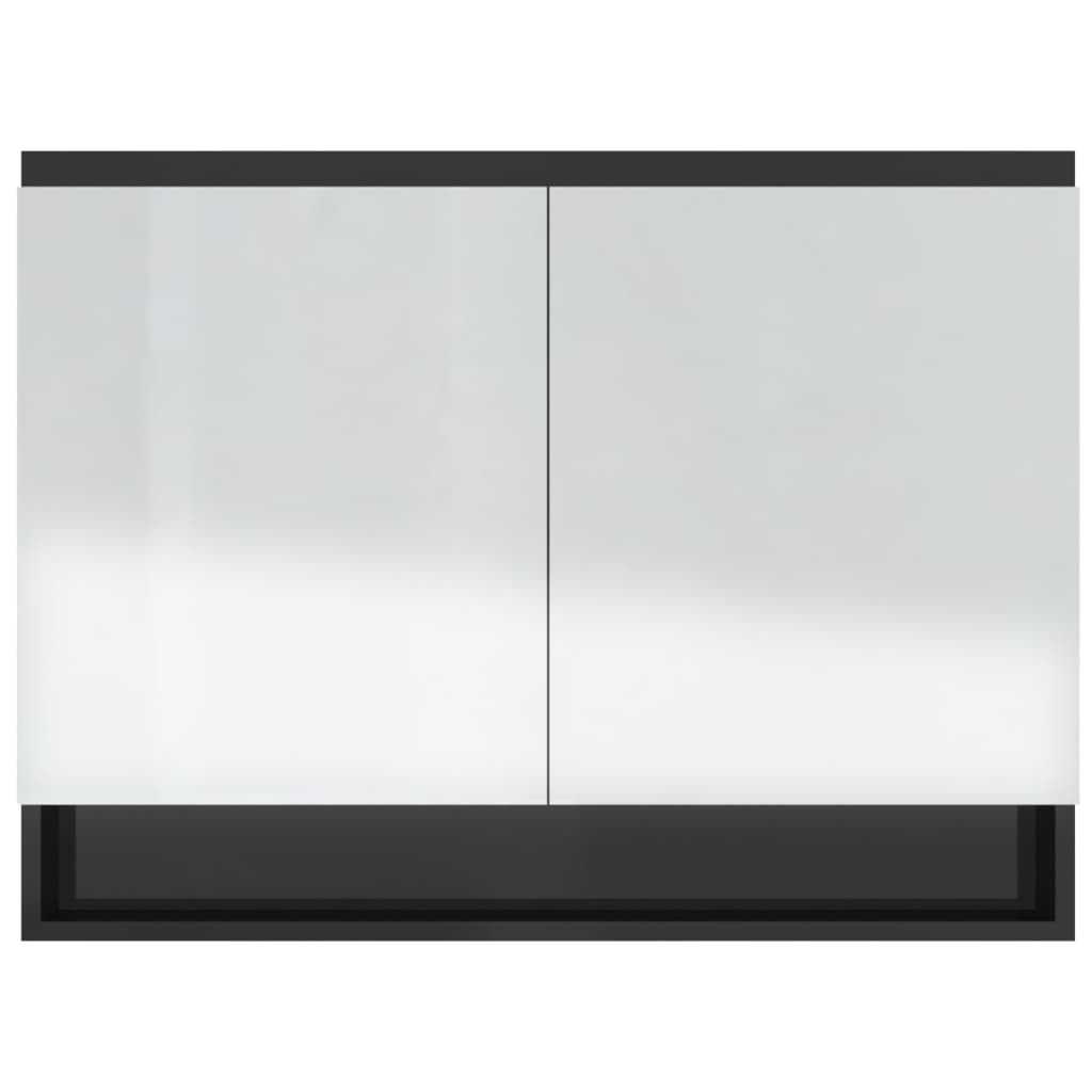 Badkamerkast met spiegel 80x15x60 cm MDF glanzend zwart is nu te koop bij PeponiXL, paradijselijk wonen!