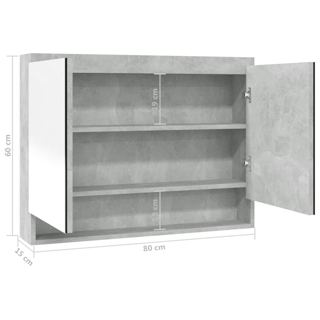 Badkamerkast met spiegel 80x15x60 cm MDF betongrijs is nu te koop bij PeponiXL, paradijselijk wonen!
