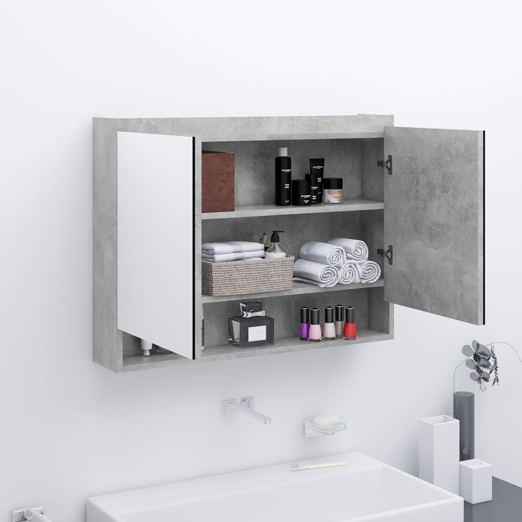 Badkamerkast met spiegel 80x15x60 cm MDF betongrijs is nu te koop bij PeponiXL, paradijselijk wonen!