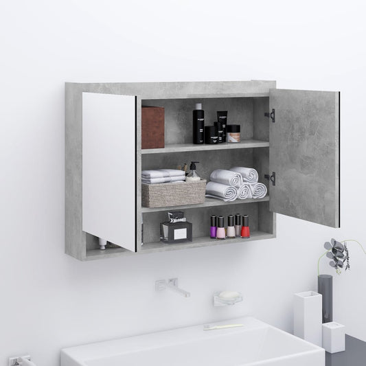 Badkamerkast met spiegel 80x15x60 cm MDF betongrijs is nu te koop bij PeponiXL, paradijselijk wonen!