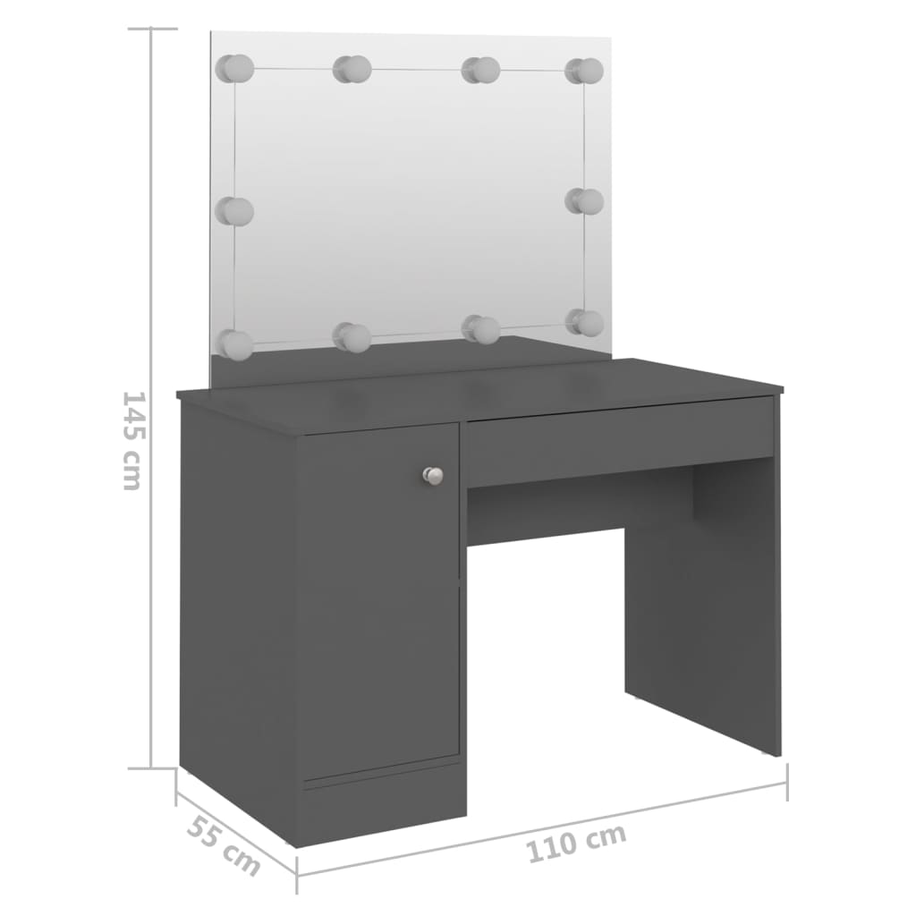 Kaptafel met LED-verlichting 110x55x145 cm MDF grijs is nu te koop bij PeponiXL, paradijselijk wonen!