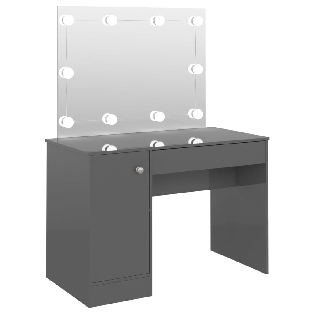Kaptafel met LED's 110x55x145 cm MDF glanzend grijs is nu te koop bij PeponiXL, paradijselijk wonen!